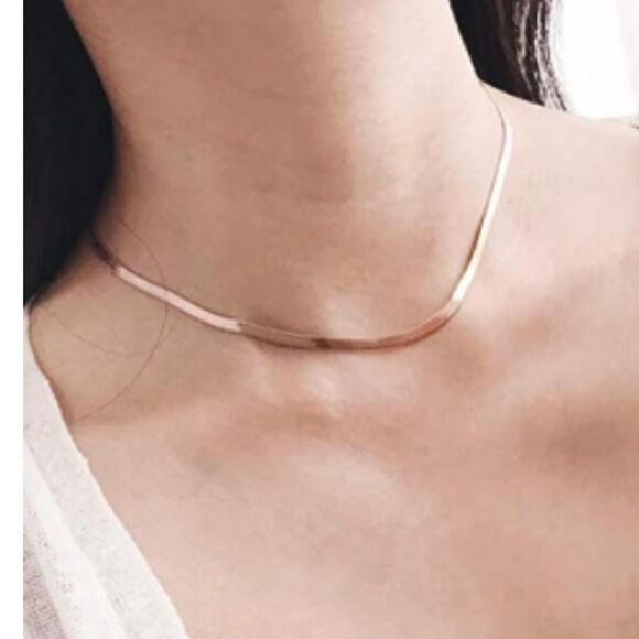 Rose Gold Adjustable Choker Snake chain necklace - Picture 1 of 6